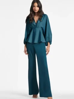Robe de mariée pour mère de mariée col en v manches longues ligne a volants longueur au sol robes d'invitées pour mariage