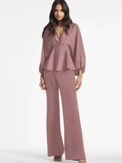 Robe de mariée pour mère de mariée col en v manches longues ligne a volants longueur au sol robes d'invitées pour mariage