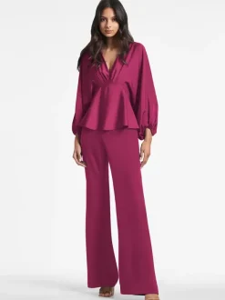 Robe de mariée pour mère de mariée col en v manches longues ligne a volants longueur au sol robes d'invitées pour mariage
