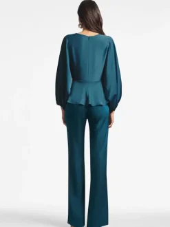 Robe de mariée pour mère de mariée col en v manches longues ligne a volants longueur au sol robes d'invitées pour mariage