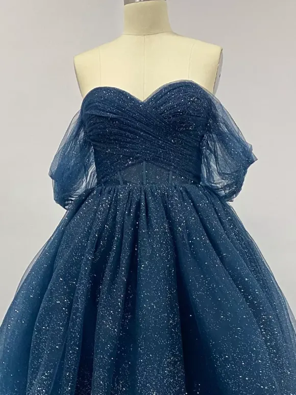 Robe de mariée princesse en dentelle à paillete bustier hors des épaules au sol