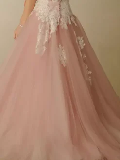 Robe de mariée rose robe de mariage bustier zip sur dos à grande traîne