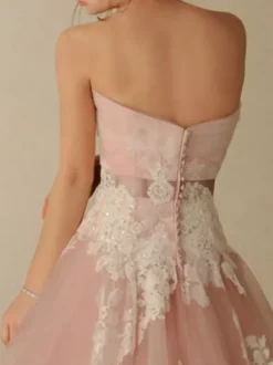 Robe de mariée rose robe de mariage bustier zip sur dos à grande traîne