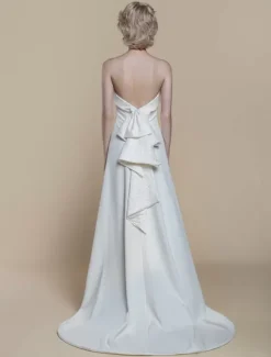 Robe de mariée simple en crêpe extensible avec décolleté sans manches en dentelle robe de bal de 20 cm