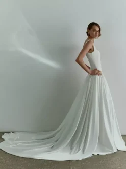 Robe de mariée simple taille basque robe de bal col carré sans manches 50 cm robes de mariée