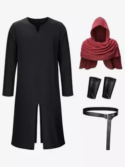 Robe de moine marron pour homme tunique médiévale de moine avec capuche costume de GN Renaissance avec ceinture
