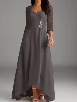 Robe de mère de la mariée élégante en dentelle à décolleté en c艙ur longue robe de soirée pour mariage