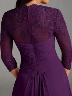 Robe de mère de la mariée élégante en dentelle à décolleté en c艙ur longue robe de soirée pour mariage