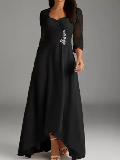 Robe de mère de la mariée élégante en dentelle à décolleté en c艙ur longue robe de soirée pour mariage
