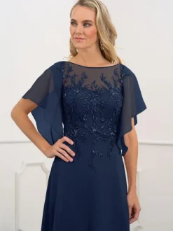 Robe de mère de mariée col bateau manche courte robes d'invité de mariage Cadeau pour maman