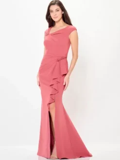 Robe de mère de mariée conçue décolleté sans manches sirène robes d'invitées de mariage perlées