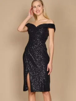 Robe de mère de mariée épaules dénudées sans manches gaine longueur aux genoux robes d'invitées pour mariage