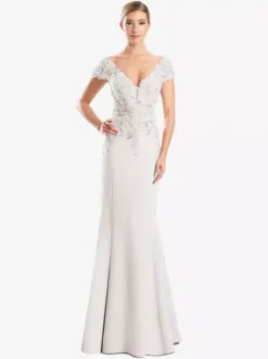 Robe de mère de mariée robe de cocktail mariage col V manche courte zip sur dos