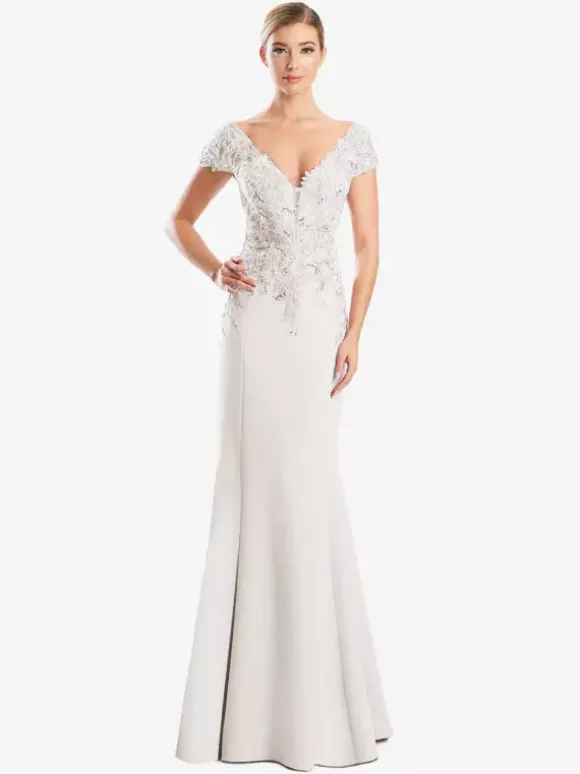 Robe de mère de mariée robe de cocktail mariage col V manche courte zip sur dos