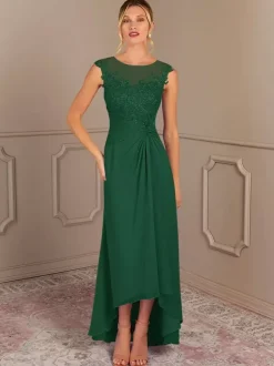 Robe de mère de mariée robe d'invitée de mariage col rond zip sur dos
