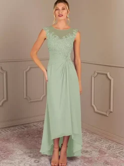 Robe de mère de mariée robe d'invitée de mariage col rond zip sur dos