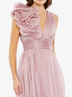 Robe de mère de mariée robe d'invitée de mariage courte col V sans manche