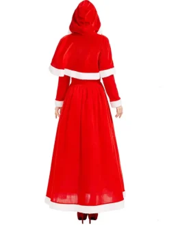 Robe de Noël verte pour femme cape en polyester costumes de Noël