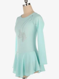 Robe de patinage Aqua Polyester Bodycon manches longues Costumes de danse