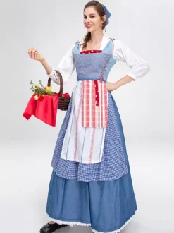 Robe de servante médiévale costume de théâtre vintage long costumes de fête de la bière costumes d'Halloween
