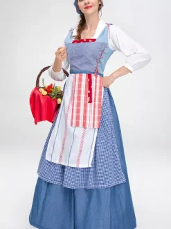 Robe de servante médiévale costume de théâtre vintage long costumes de fête de la bière costumes d'Halloween