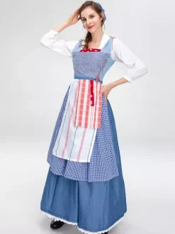 Robe de servante médiévale costume de théâtre vintage long costumes de fête de la bière costumes d'Halloween