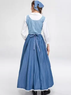 Robe de servante médiévale costume de théâtre vintage long costumes de fête de la bière costumes d'Halloween