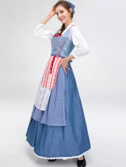 Robe de servante médiévale costume de théâtre vintage long costumes de fête de la bière costumes d'Halloween