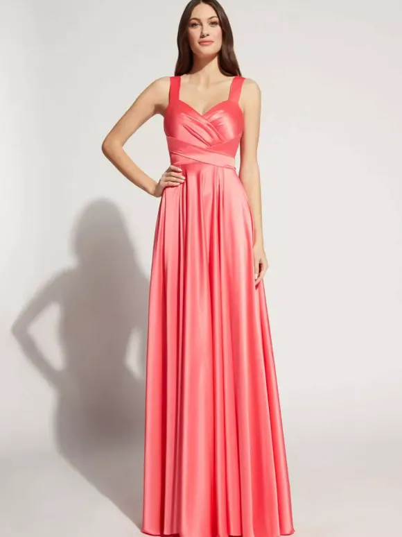 Robe de soirée A-ligne décolleté en c艙ur longueur au sol sans manches fermeture éclair ceinture élastique soie comme le satin robes de soirée sociale personnalisation gratuite