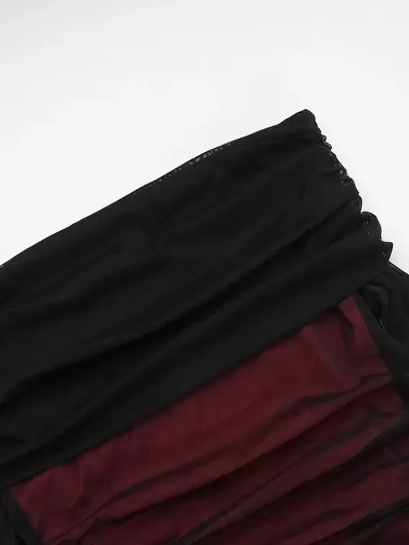 Robe de soirée bordeaux à manches longues et épaules dénudées