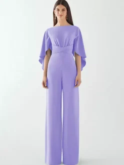Robe de soirée en crêpe extensible combinaison à col bijou longueur au sol ceinture robes de dîner formelles