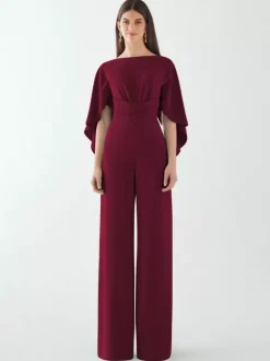 Robe de soirée en crêpe extensible combinaison à col bijou longueur au sol ceinture robes de dîner formelles