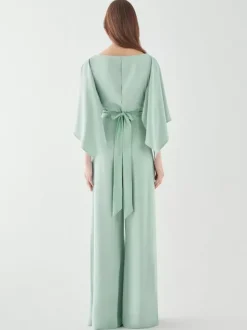 Robe de soirée en crêpe extensible combinaison à col bijou longueur au sol ceinture robes de dîner formelles