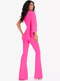 Robe de soirée en crêpe extensible combinaison asymétrique longueur au sol sans manches fermeture éclair robes de soirée formelles