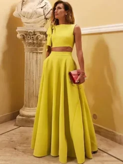 Robe de soirée en crêpe extensible décolleté en V longueur au sol sans manches fermeture éclair n艙uds robe de soirée formelle
