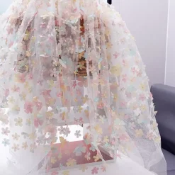 Robe de soirée en organza à col en V et longueur au sol avec appliques