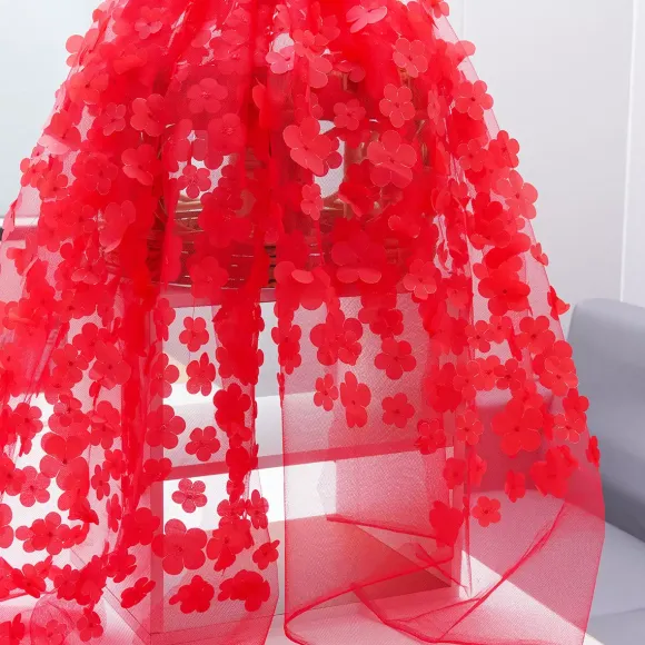 Robe de soirée en organza à col en V et longueur au sol avec appliques