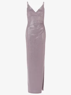 Robe de soirée fourreau col en V en polyester longueur au sol plissée robes de soirée sociale