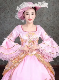 Robe de soirée élégante rose victorienne avec détails en dentelle Robe vintage