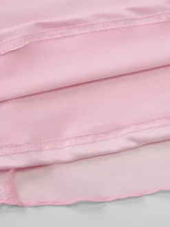 Robe de soirée longue rose à épaules dénudées en dentelle manches longues plissée chic et semi-formelle
