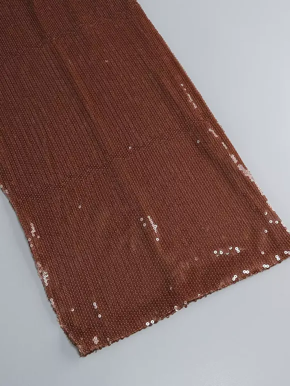 Robe de soirée longue à sequins scintillants pour femme - Robe moulante marron dos nu - Soirée de gala d'été 2026