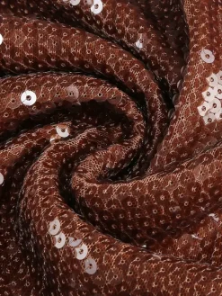 Robe de soirée longue à sequins scintillants pour femme - Robe moulante marron dos nu - Soirée de gala d'été 2026