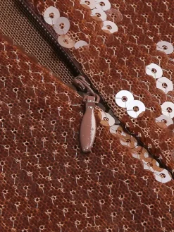 Robe de soirée longue à sequins scintillants pour femme - Robe moulante marron dos nu - Soirée de gala d'été 2026