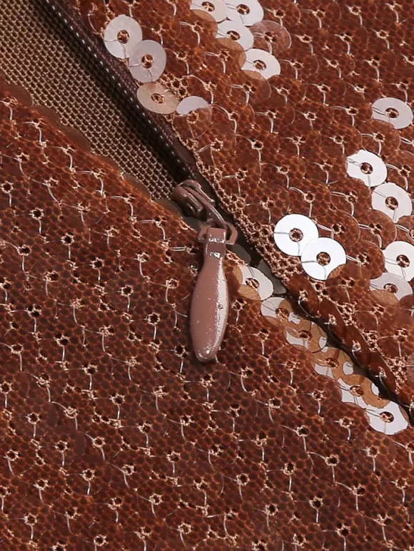 Robe de soirée longue à sequins scintillants pour femme - Robe moulante marron dos nu - Soirée de gala d'été 2026