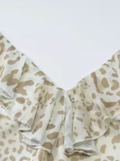 Robe de soirée léopard en polyester imprimé léopard sans manches dos nu asymétrique robe d'été
