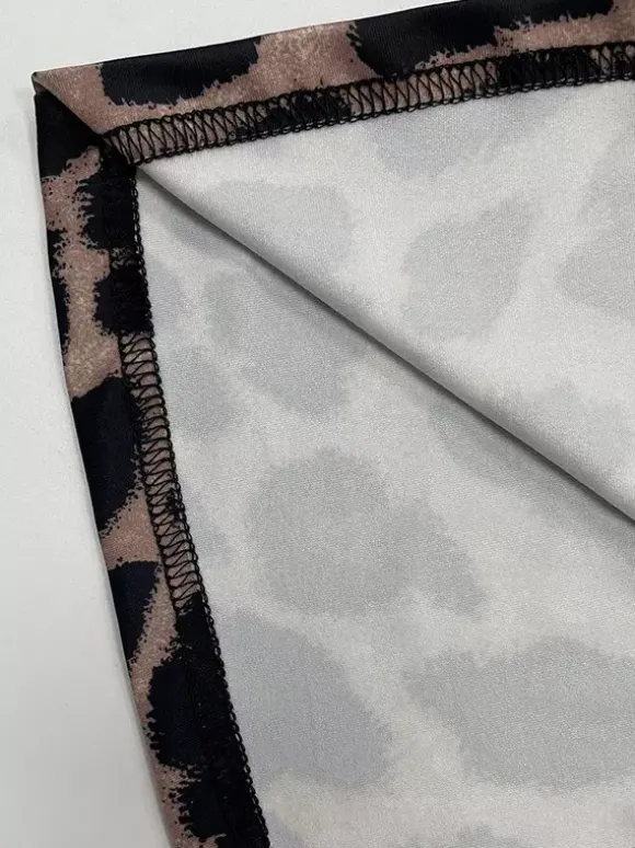 Robe de soirée maxi léopard à bretelles et col plissé sans manches élégante et semi-formelle