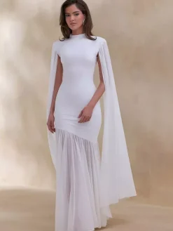 Robe de soirée maxi noire à col rond sans manches chic et semi-formelle