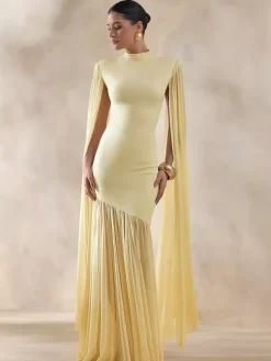 Robe de soirée maxi noire à col rond sans manches chic et semi-formelle