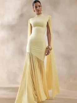 Robe de soirée maxi noire à col rond sans manches chic et semi-formelle