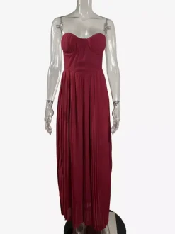 Robe de soirée maxi sans manches à corset plissé et bustier pour femme 2026